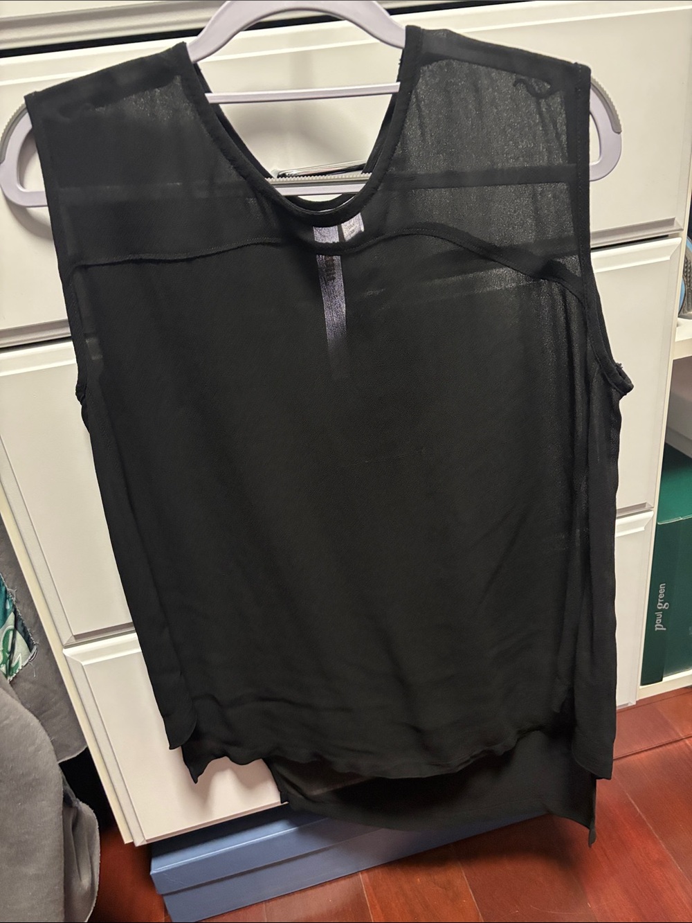 Wilt Black Sheer Layered Sleeveless Tank